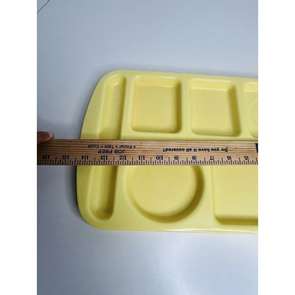 Vintage Yellow Melamine School Cafeteria Lunch Tray Multiple Compartment